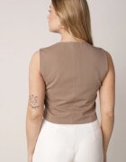 bisou's project Vestă Bej închis de costum cu imitație de buzunare Mawelin
