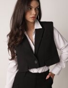 bisou's project Vestă Neagră De Costum Cu Nasturi Tiamants