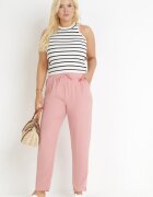 black&fish Pantaloni roz cu elastic în talie și cu craci lungi Jasela