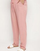 black&fish Pantaloni roz din material cu elastic în talie Airiana