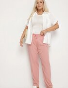 black&fish Pantaloni roz din material cu elastic în talie Airiana