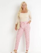 black&fish Pantaloni Roz Florali cu elastic în talie din viscoză Fredise