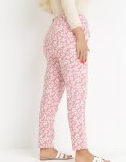 black&fish Pantaloni Roz Florali cu elastic în talie din viscoză Fredise