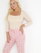 black&fish Pantaloni Roz Florali cu elastic în talie din viscoză Fredise