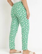 black&fish Pantaloni Verzi Înfloriți cu elastic în talie din viscoză Fredise