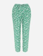 black&fish Pantaloni Verzi Înfloriți cu elastic în talie din viscoză Fredise