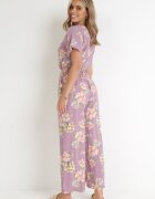 black&fish Salopetă Roz Florală cu elastic în talie și decolteu petrecut Coralyna