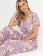 black&fish Salopetă Roz Florală cu elastic în talie și decolteu petrecut Coralyna