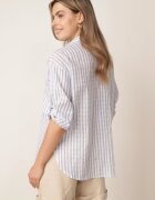bludeise Cămașă din bumbac cu dungi și reglare la mâneci Zeleanor Albastră
