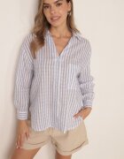 bludeise Cămașă din bumbac cu dungi și reglare la mâneci Zeleanor Albastră