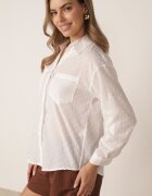 bludeise Cămașă oversized din țesătură plumetti cu fir metalic Hepsolea Albă