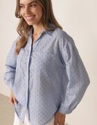 bludeise Cămașă oversized din țesătură plumetti cu fir metalic Hepsolea Albastru deschis