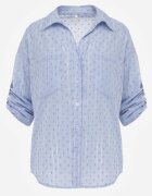 bludeise Cămașă oversized din țesătură plumetti cu fir metalic Hepsolea Albastru deschis