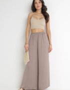 bludeise Pantaloni bej închis Largi cu elastic în talie Agate