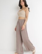 bludeise Pantaloni bej închis Largi cu elastic în talie Agate