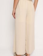 bludeise Pantaloni largi deschis bej cu elastic în talie Agate