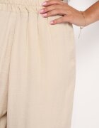bludeise Pantaloni largi deschis bej cu elastic în talie Agate