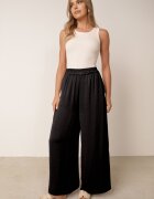 bludeise Pantaloni Largi Negri din Viscoză cu Talie Înaltă Rissalie