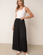 bludeise Pantaloni Negri Largi cu Elastic în Talie Agate