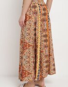 bludeise Pantaloni Palazzo Largi Bej-portocalii cu elastice subțiri în talie și talie înaltă Neana