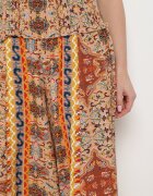 bludeise Pantaloni Palazzo Largi Bej-portocalii cu elastice subțiri în talie și talie înaltă Neana