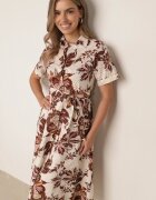 bludeise Rochie-cămașă din țesătură de bumbac cu broderie cu model floral Karicea Maro