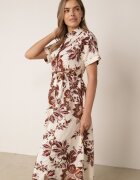 bludeise Rochie-cămașă din țesătură de bumbac cu broderie cu model floral Karicea Maro