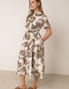 bludeise Rochie-cămașă din țesătură de bumbac cu broderie cu model floral Karicea Verde