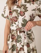 bludeise Rochie-cămașă din țesătură de bumbac cu broderie cu model floral Karicea Verde