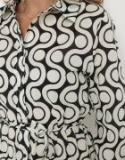 bludeise Rochie Mini Bej și Neagră din bumbac cu model geometric Frenia