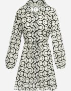 bludeise Rochie Mini Bej și Neagră din bumbac cu model geometric Frenia