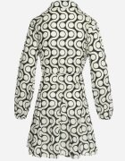 bludeise Rochie Mini Bej și Neagră din bumbac cu model geometric Frenia