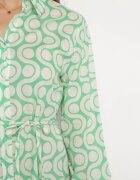 bludeise Rochie Mini de Bumbac Verde-Bej cu Imprimeu Geometric Frenia