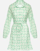 bludeise Rochie Mini de Bumbac Verde-Bej cu Imprimeu Geometric Frenia
