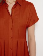bludeise Rochie Portocalie Tip cămașă din In și Viscoză Ircilla