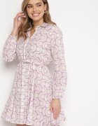 bludeise Rochie Violet-Bej din bumbac Mini cu model geometric Frenia