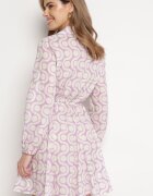 bludeise Rochie Violet-Bej din bumbac Mini cu model geometric Frenia