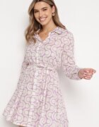 bludeise Rochie Violet-Bej din bumbac Mini cu model geometric Frenia