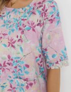 bludeise Rochie Violetă Tip trapez Mini din Viscoză cu Imprimeu Floral Donnia