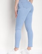 blue skk Blugi Skinny Albaștri cu Talie Înaltă și Găuri Lainera