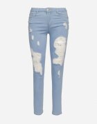 blue skk Blugi Skinny Albaștri cu Talie Înaltă și Găuri Lainera