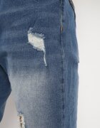  Blugi Bleumarin Regular Decorati Cu Găuri și Cu Rupturi Tetersa