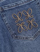  Blugi din bumbac cu croială dreaptă cu manșete răsucite și broderie Dimesa Albaștri