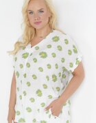  Bluză Alb-Verde în Stil Rustic cu Flori Aldora