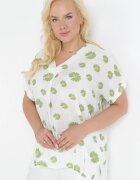  Bluză Alb-Verde în Stil Rustic cu Flori Aldora