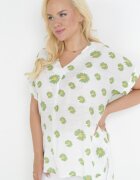  Bluză Alb-Verde în Stil Rustic cu Flori Aldora
