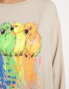  Bluză Bej Oversize din Bumbac cu Imprimeu Colorat și Sclipici Tailine