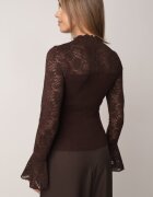  Bluză din tricot cu vâscoză decorată cu mâneci din dantelă și guler înalt Lushra Maro