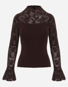  Bluză din tricot cu vâscoză decorată cu mâneci din dantelă și guler înalt Lushra Maro