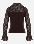  Bluză din tricot cu vâscoză decorată cu mâneci din dantelă și guler înalt Lushra Maro